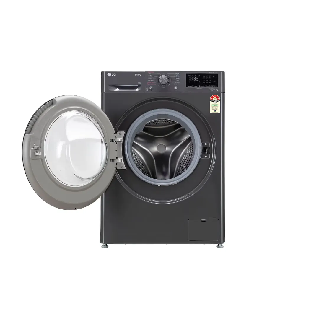 LG 8Kg Front Load Washing Machine, AI Direct Drive™ , Steam, Middle Black