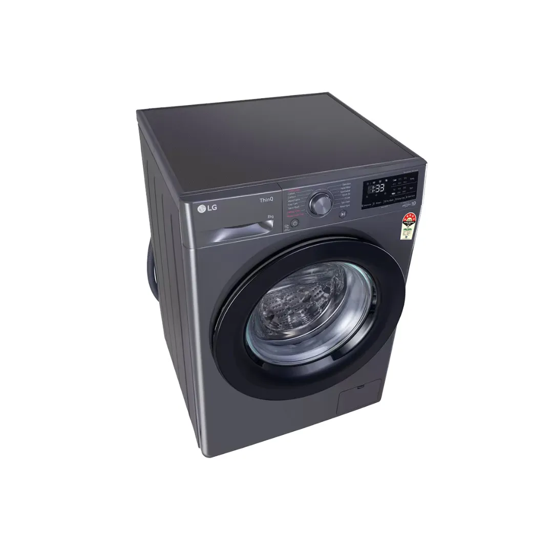 LG 8Kg Front Load Washing Machine, AI Direct Drive™ , Steam, Middle Black