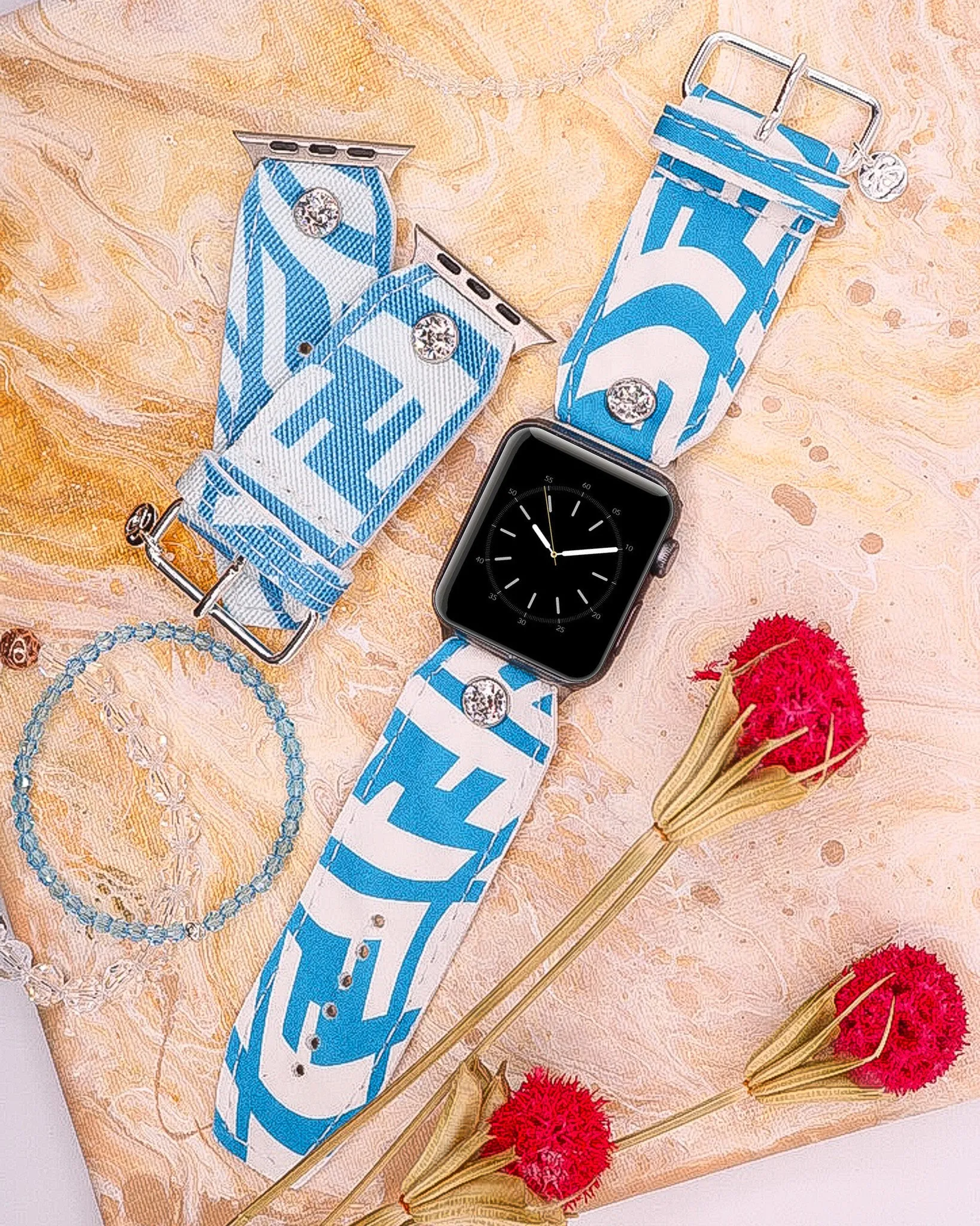 Limited Edition - Upcycled Fendi Blue Vertigo Sivella Watchband