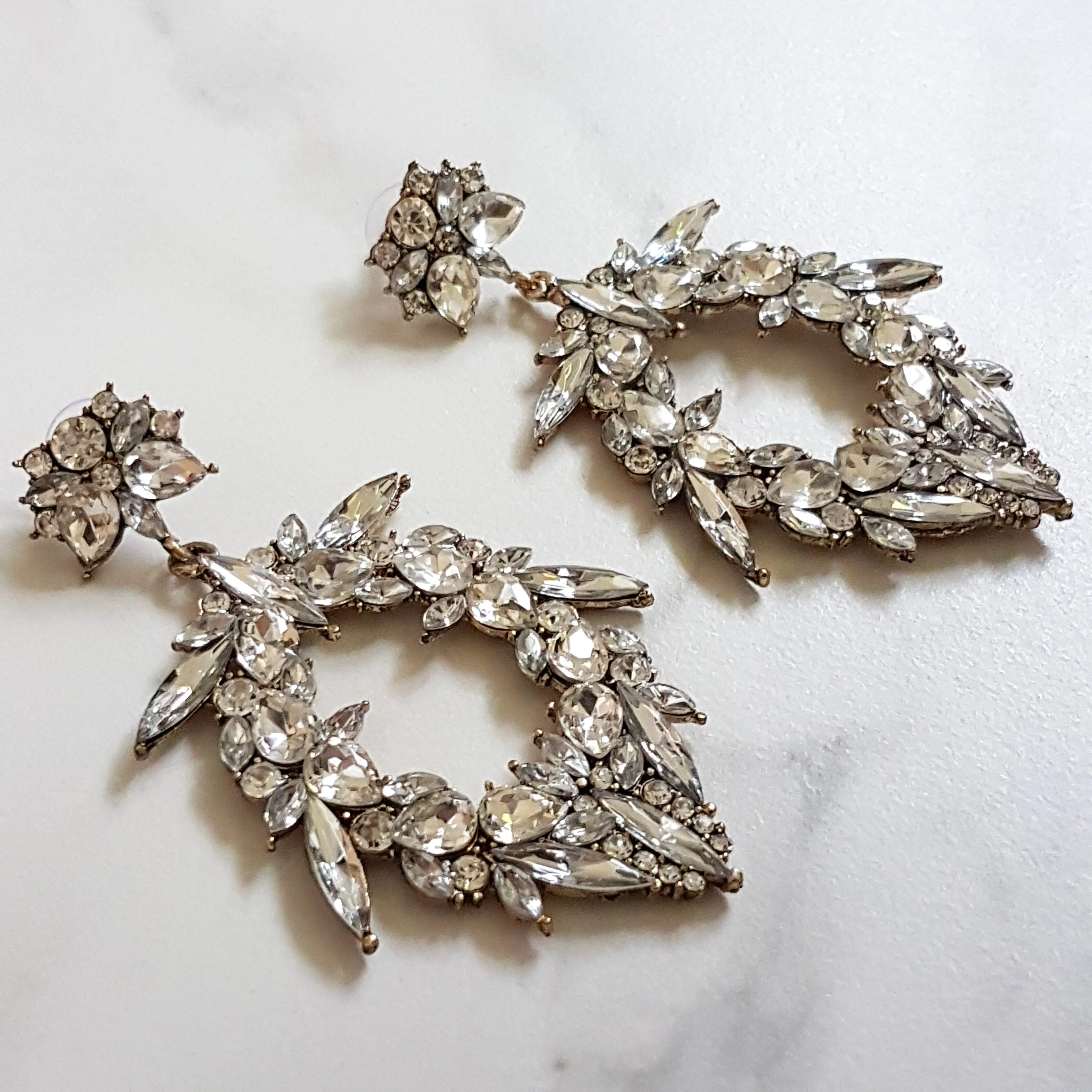 LUNA Large Gold Rhinestone Statement Earrings