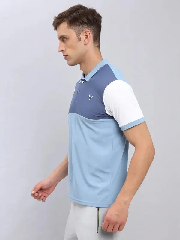 Men Colorblock Slim Fit Polo T-shirt with MATPIQ