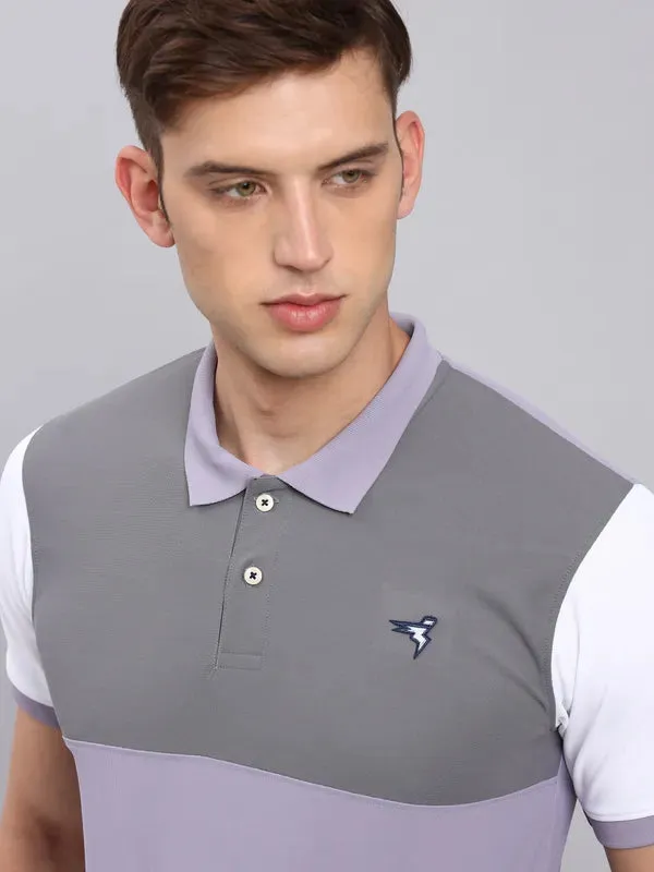 Men Colorblock Slim Fit Polo T-shirt with MATPIQ