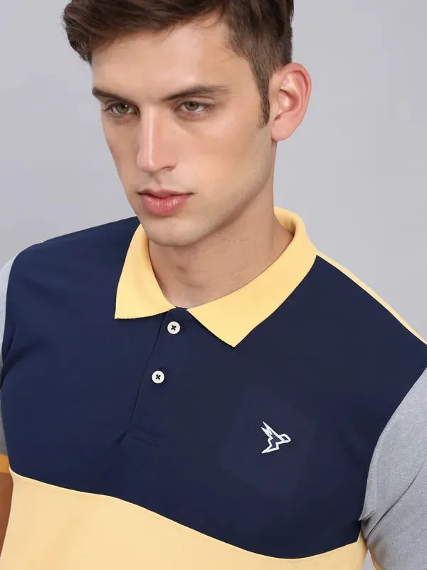 Men Colorblock Slim Fit Polo T-shirt with MATPIQ