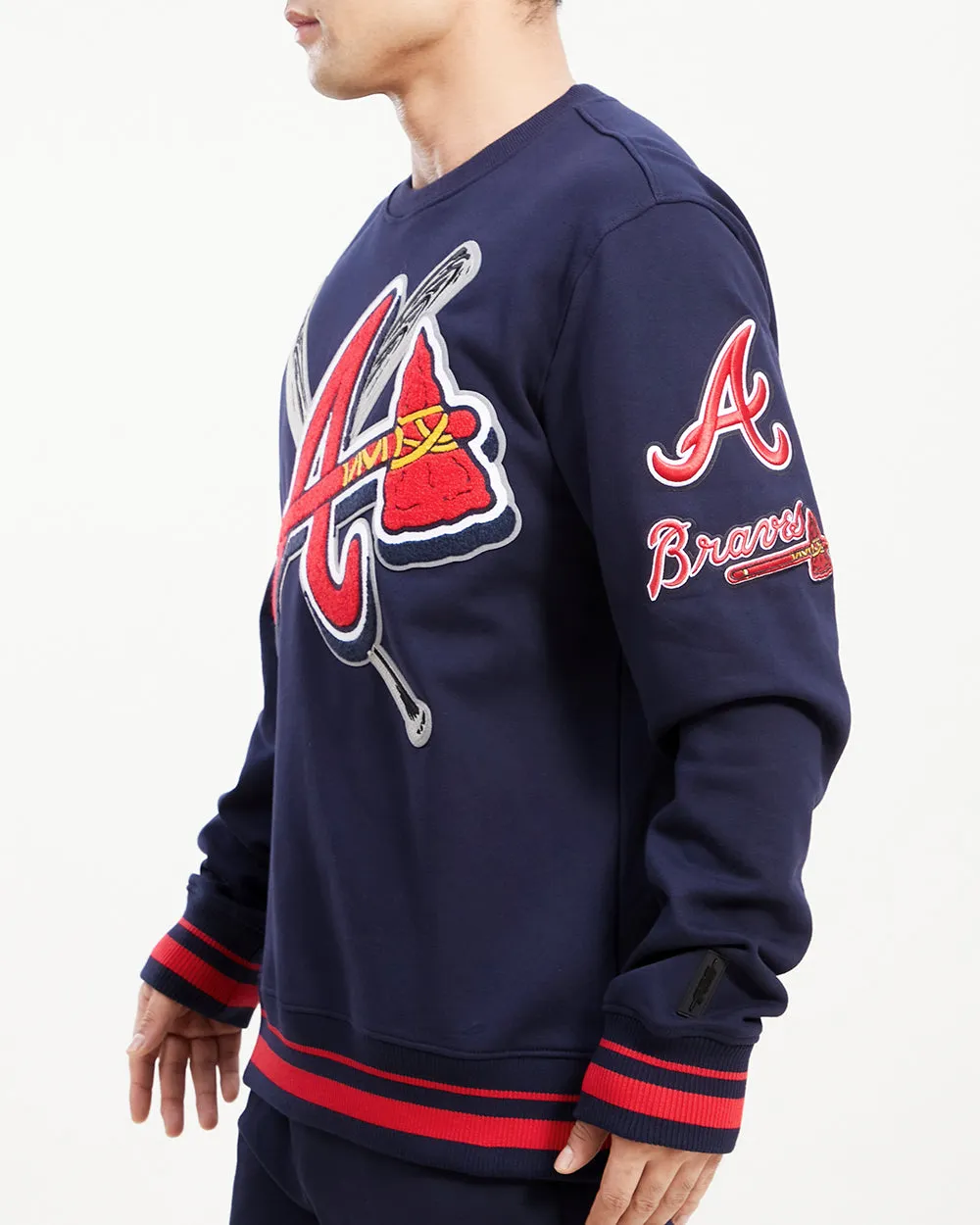 MLB ATLANTA BRAVES MASHUP MEN'S RIB CREWNECK (MIDNIGHT NAVY/RED/MIDNIGHT NAVY)