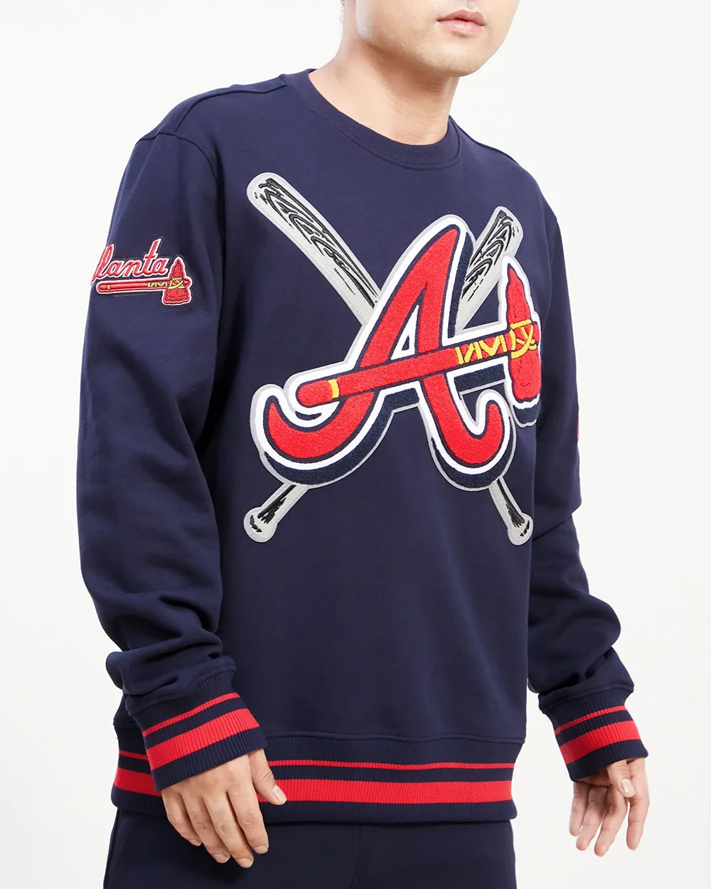 MLB ATLANTA BRAVES MASHUP MEN'S RIB CREWNECK (MIDNIGHT NAVY/RED/MIDNIGHT NAVY)