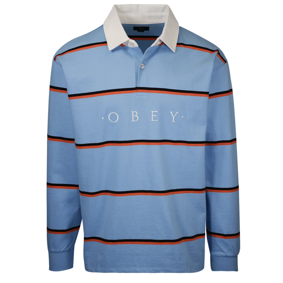 OBEY Men's Horizontal Stripe Button L/S Polo Shirt (S04)