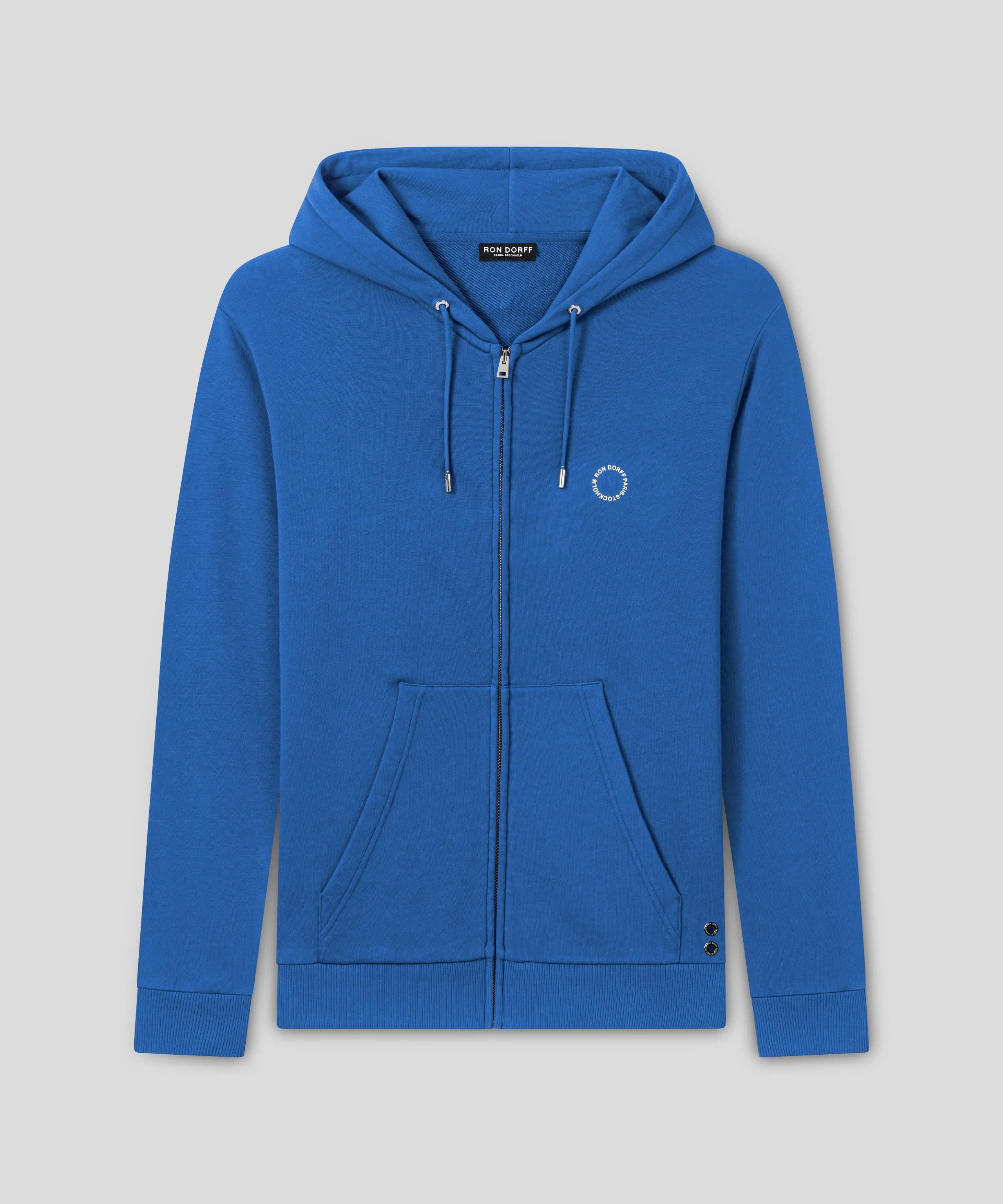 Organic Cotton Zipped Hoodie: Fjord Blue