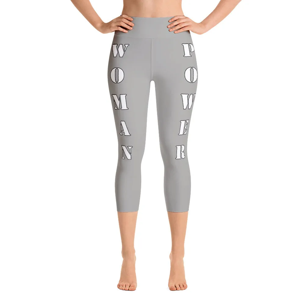 Our best viral leggings gray woman power white lettering