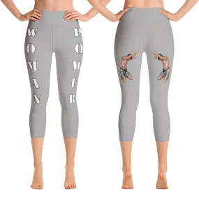 Our best viral leggings gray woman power white lettering