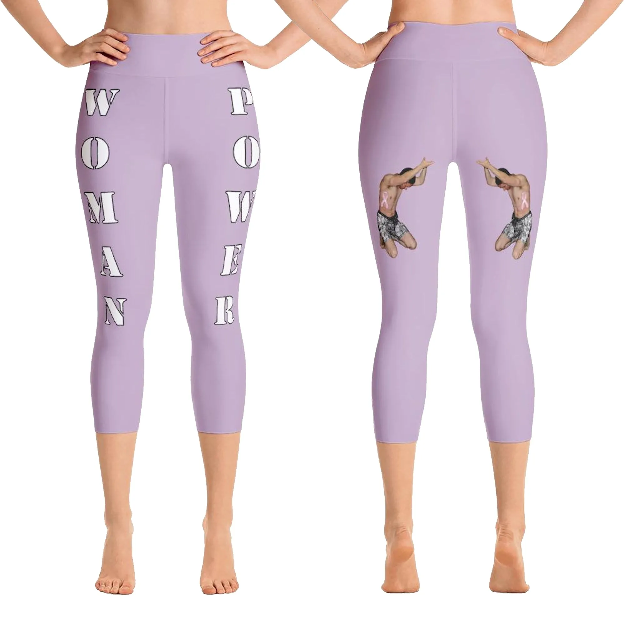 Our best viral leggings pale purple woman power white letters