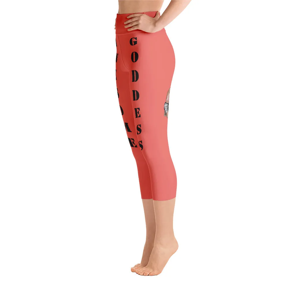 Our best viral leggings salmon awesome goddess black letters