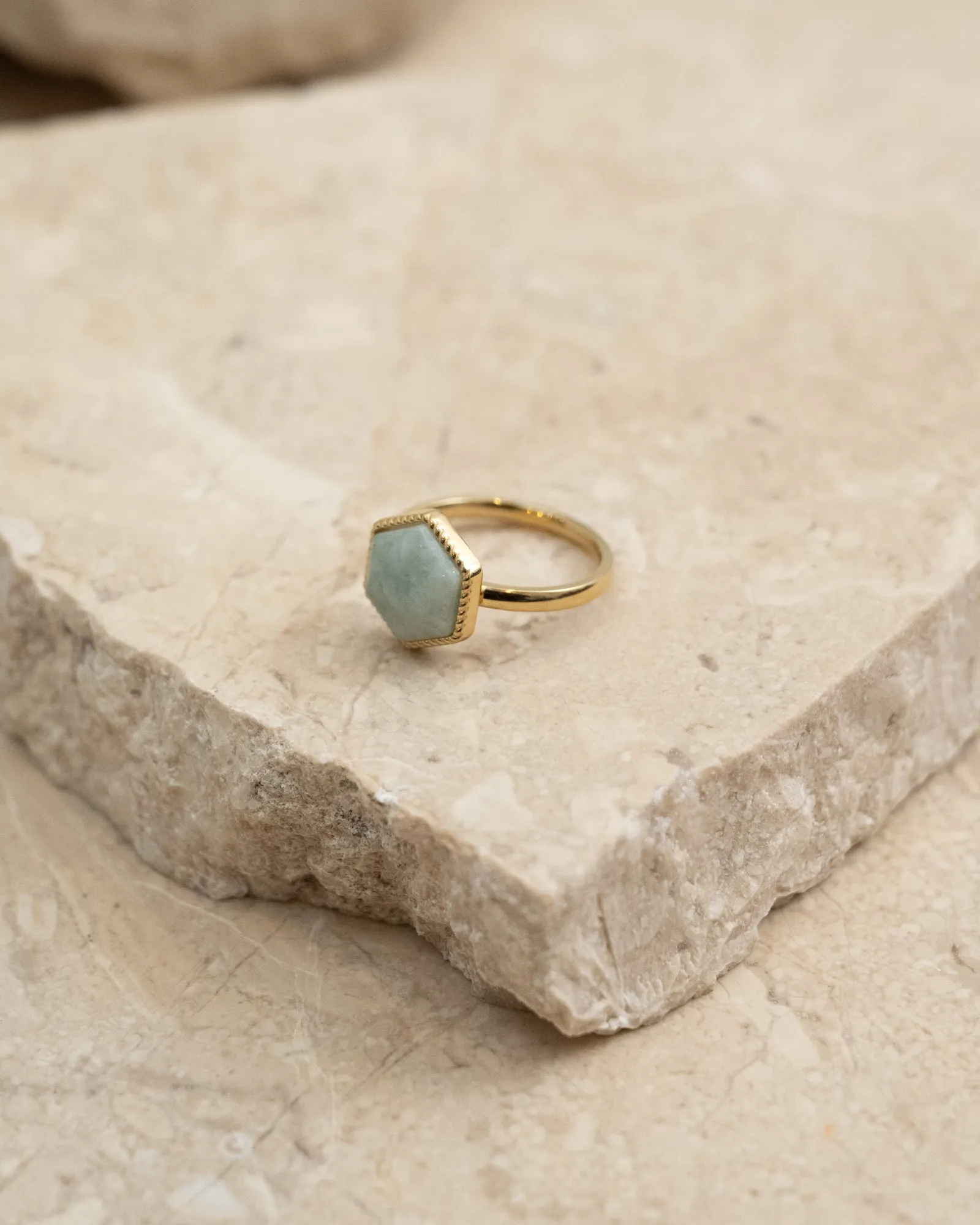 Ring Gold Amazonite Aqua