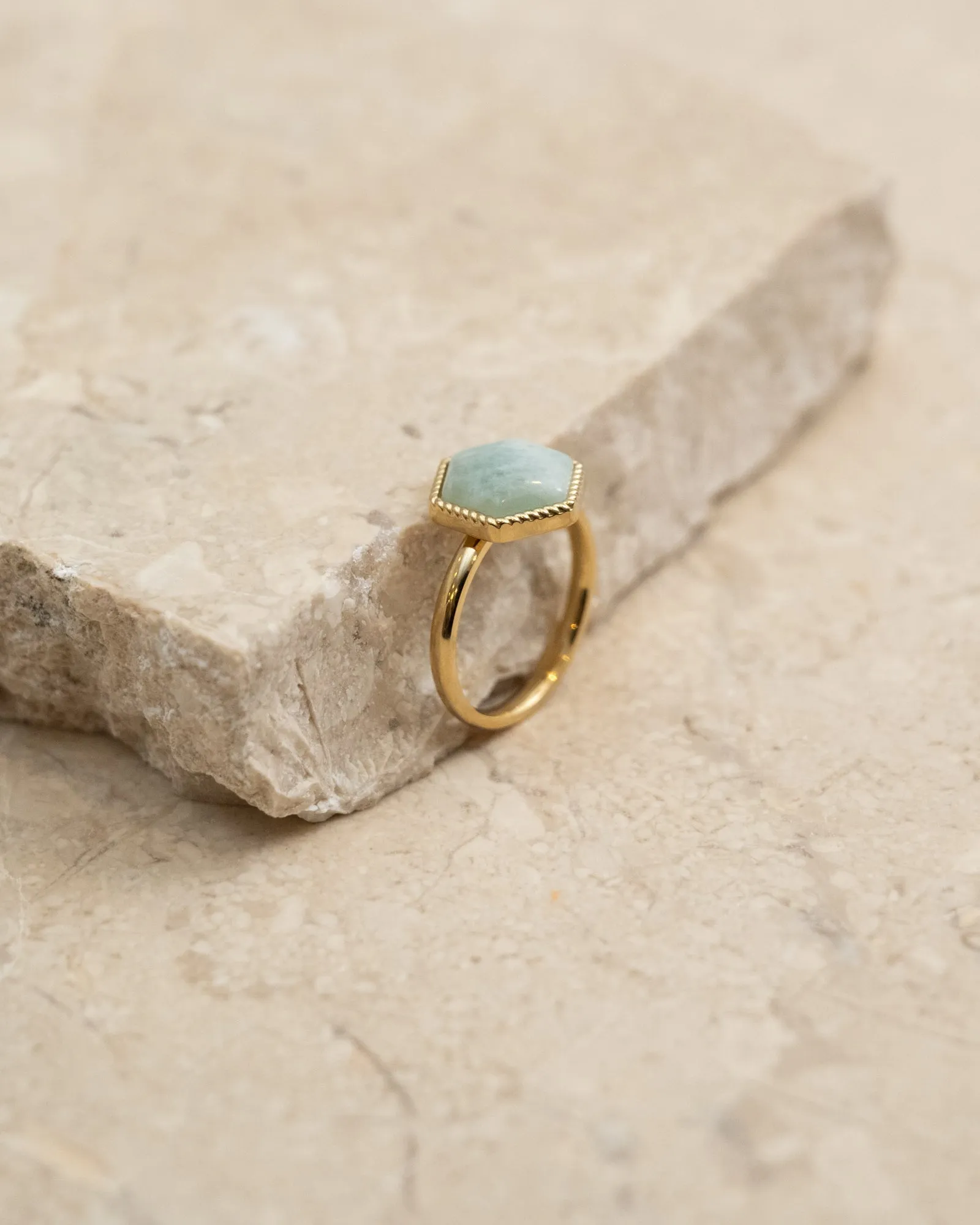 Ring Gold Amazonite Aqua