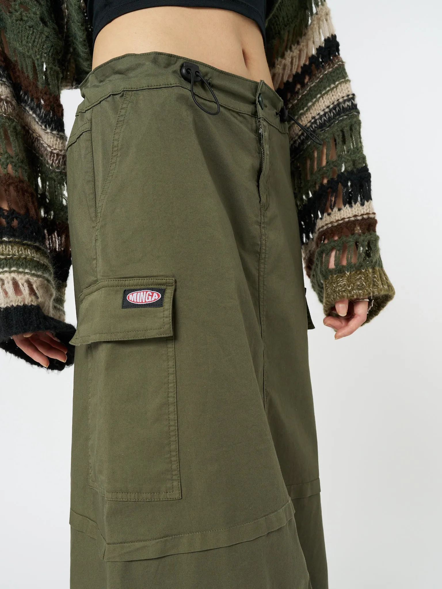 Ruby Khaki Maxi Cargo Skirt