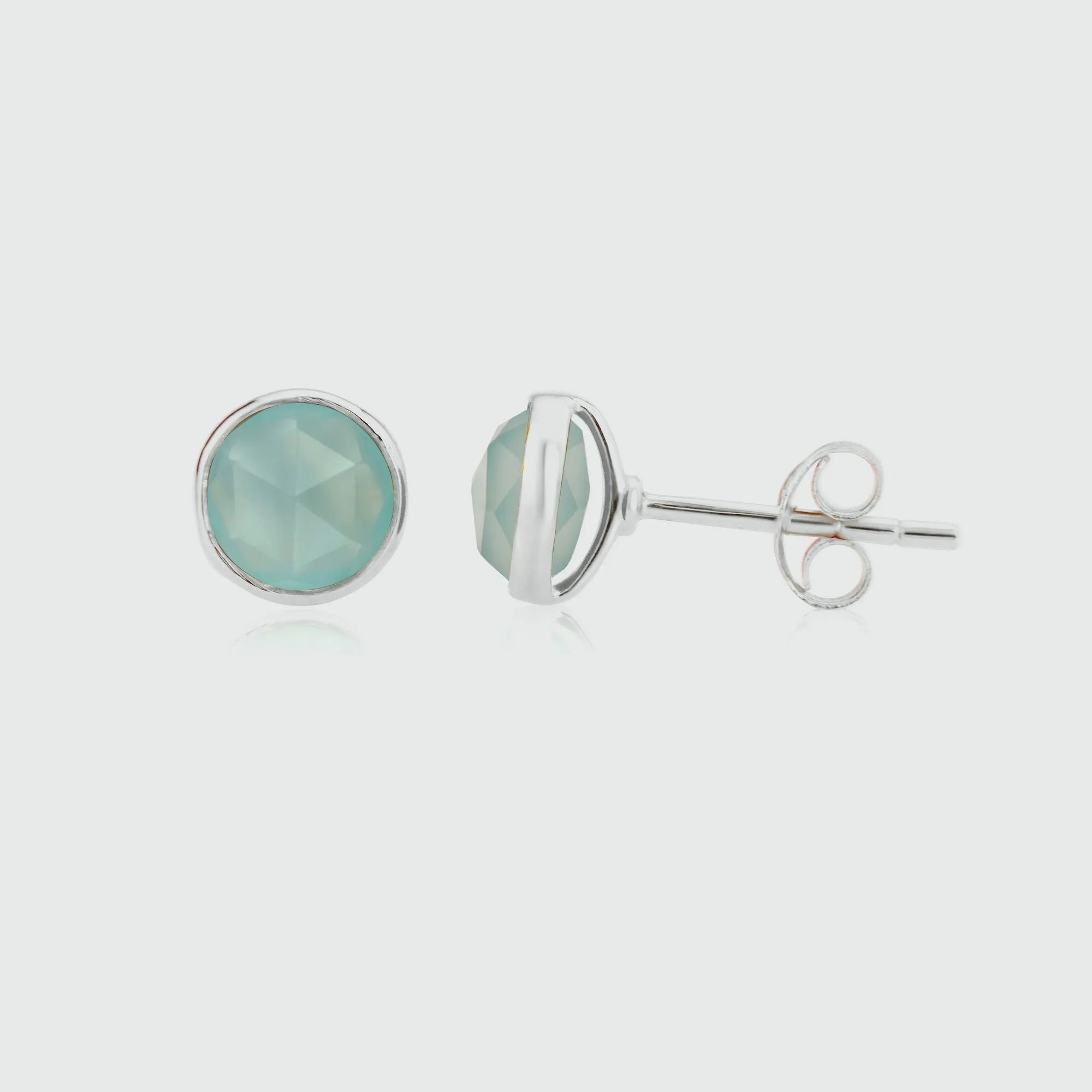 Savanne Sterling Silver & Aqua Chalcedony Stud Earrings