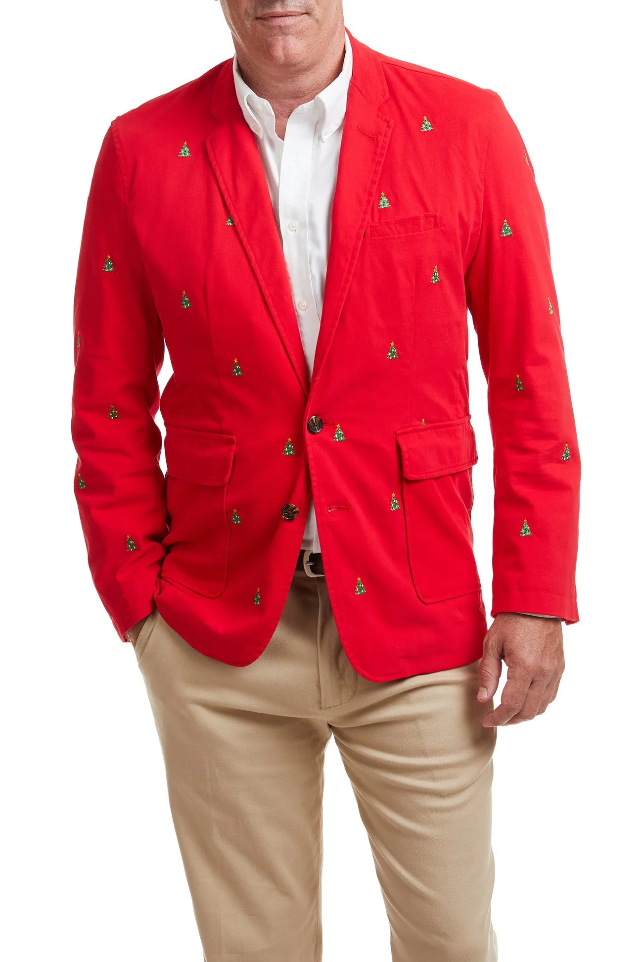 Spinnaker Blazer Bright Red with Christmas Trees