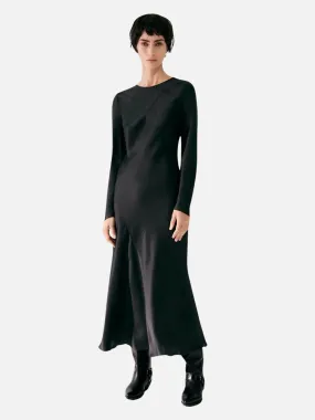 Splice Full Sleeve Bias Dress - Black