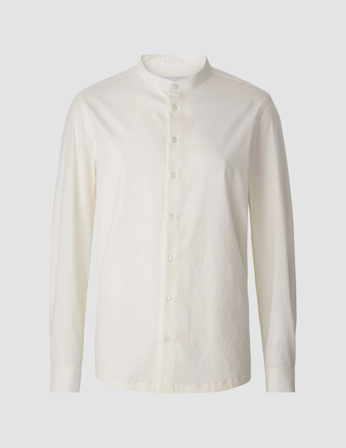 Tech Linen Mandarin Long Sleeve Shirt White