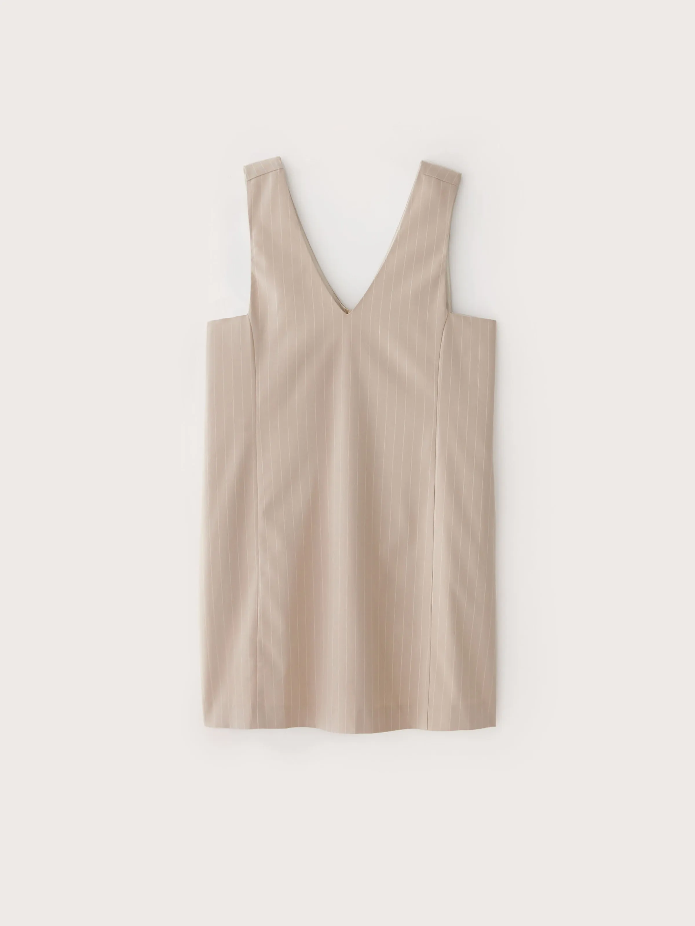 The Pinstriped Pinafore Dress in Oxford Tan