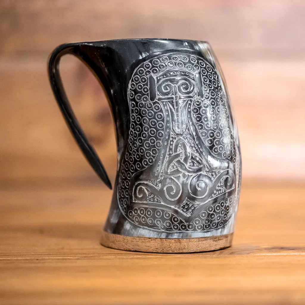 Thor's Hammer Carved Tankard