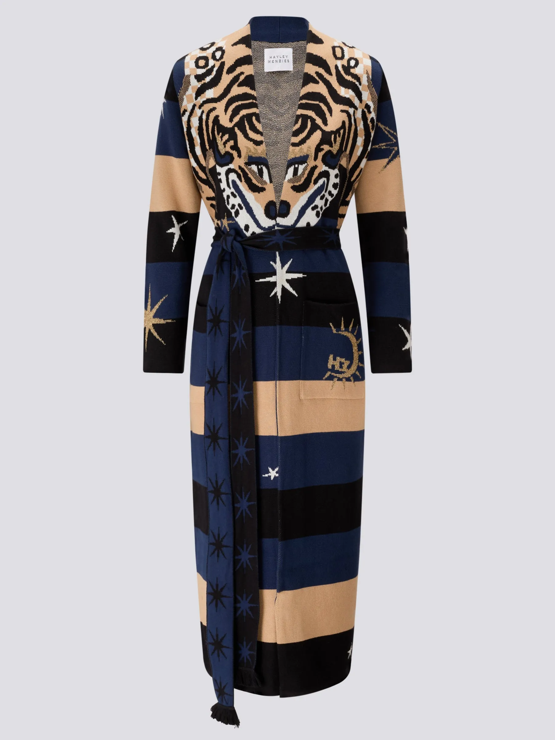 Tiger Stripe Cotton Jacquard Duster Navy