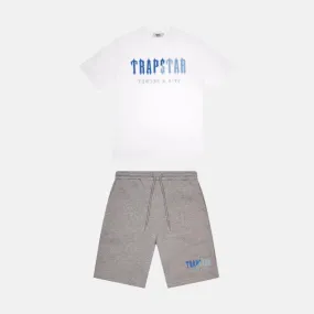 Trapstar Chenille Decoded T-Shirt & Shorts Set - White/Grey/Blue