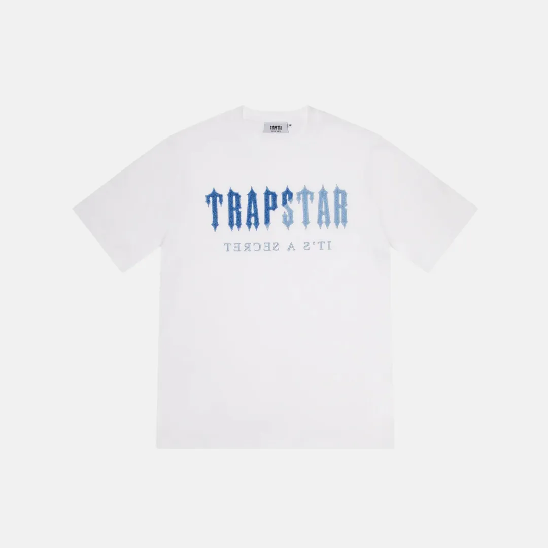 Trapstar Chenille Decoded T-Shirt & Shorts Set - White/Grey/Blue